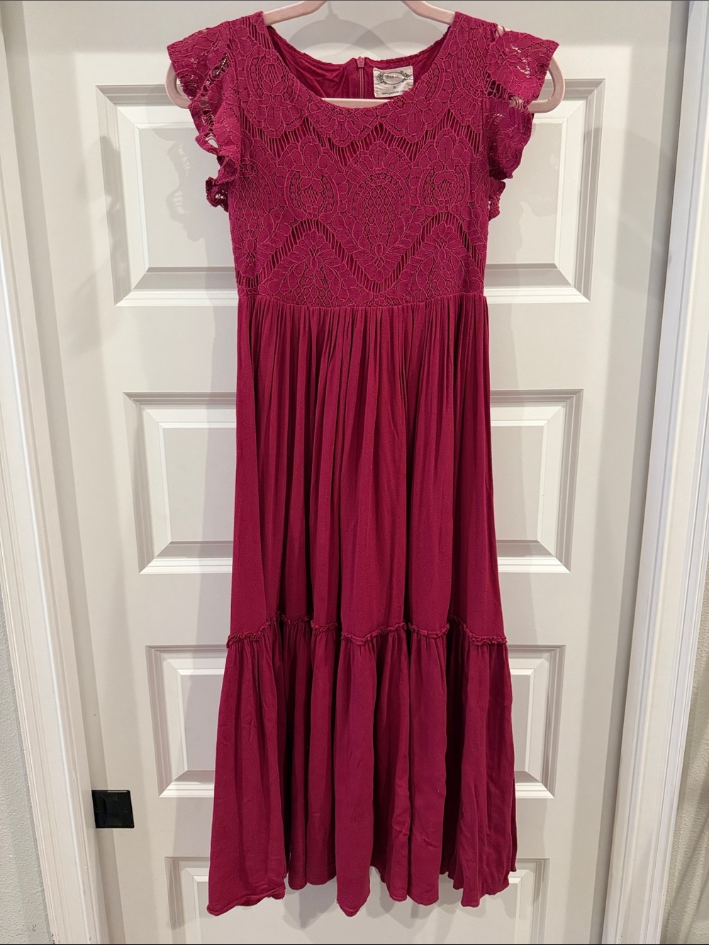 Joyfolie Girls' Magenta Lace-Bodice Maxi Dress